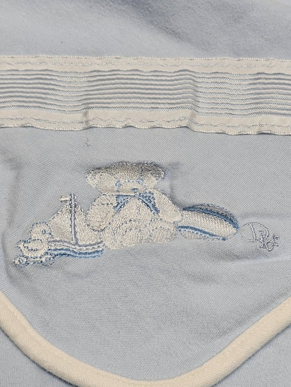Blue Baby Boy Dior Lovey Blanket Bear Sailboat Duck Ball Embroidered Cotton